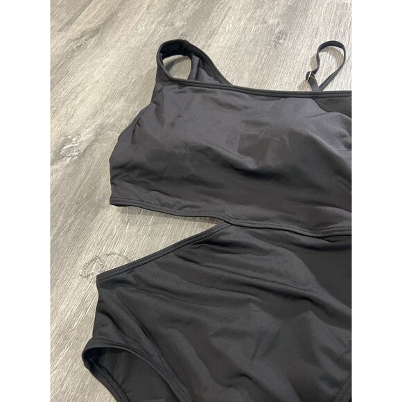 NWT $118 Michael Kors One-Piece Swimsuit Black Off Shoulder Side Cut Out 8 - Picture 6 of 10
